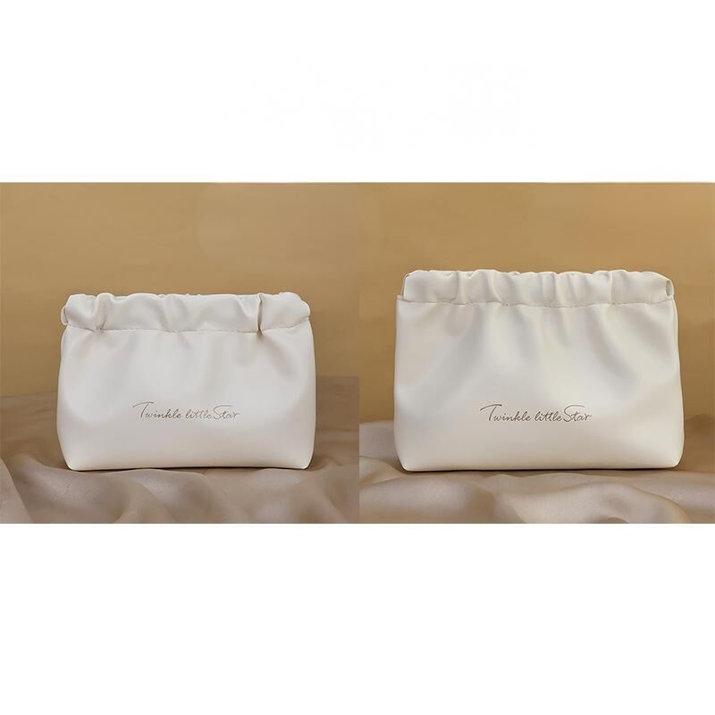 Leather Cosmetic Bag Set Big & Small Makeup Bag - White