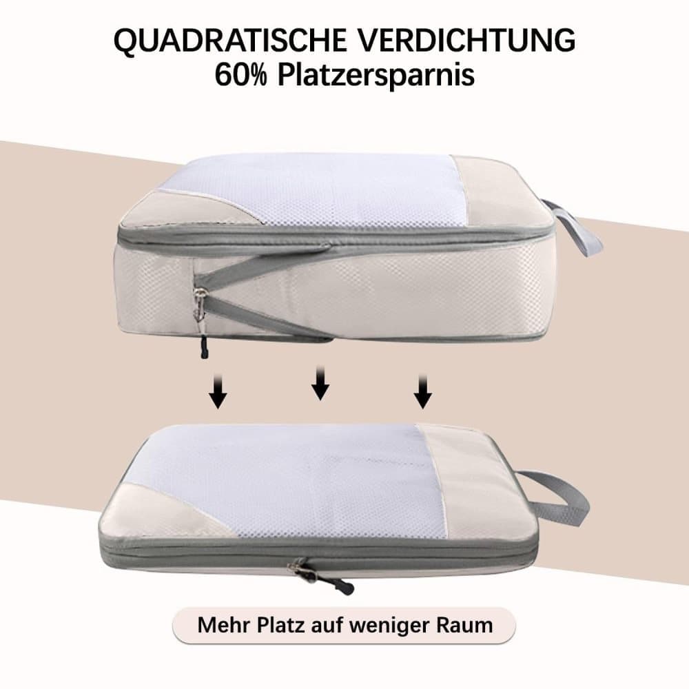 7-Piece Lightweight Travel Compression Bags for Suitcase & Backpack - Beige