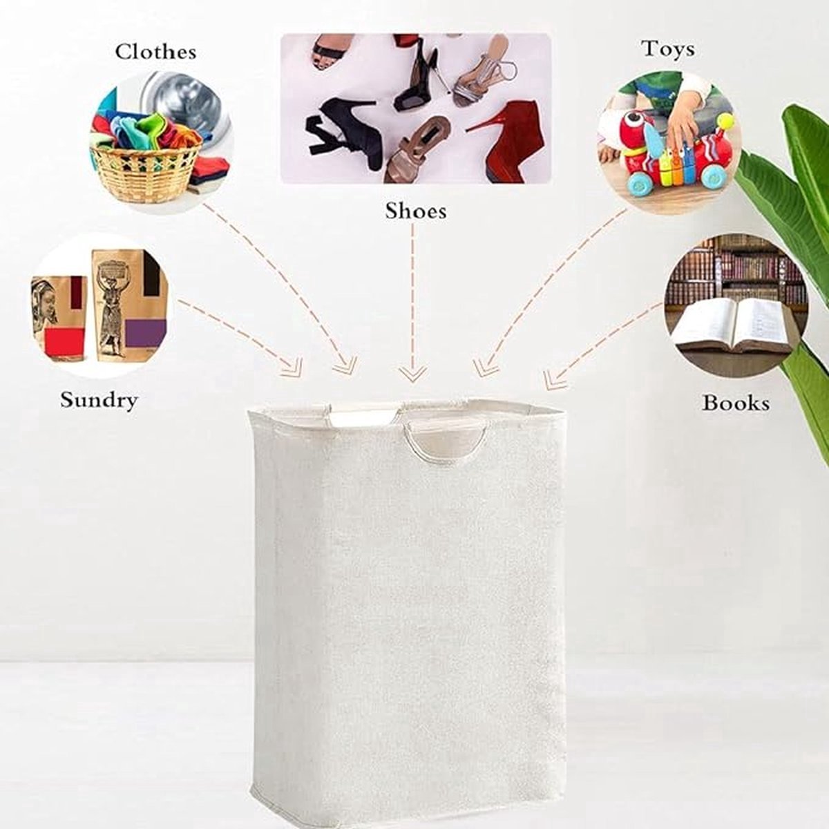 Minimalist Cotton Laundry Basket with Handles - Natural