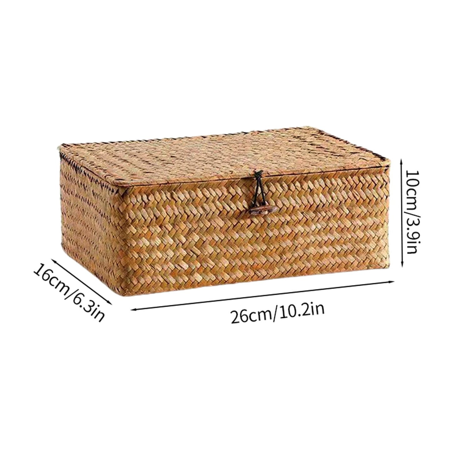 Handwoven Seagrass Basket with Lid — Coffee Brown