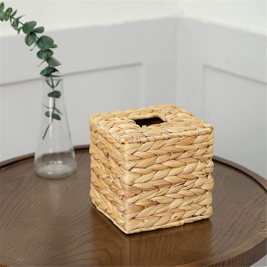 Woven Water Hyacinth Wicker Tissue Box Cover