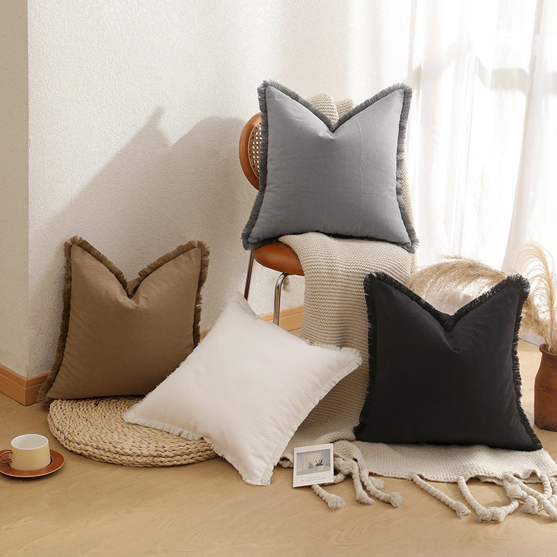 2 pack Brown - Boho Fringed Cushion Covers