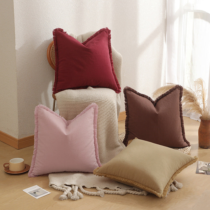 2 pack Brown - Boho Fringed Cushion Covers
