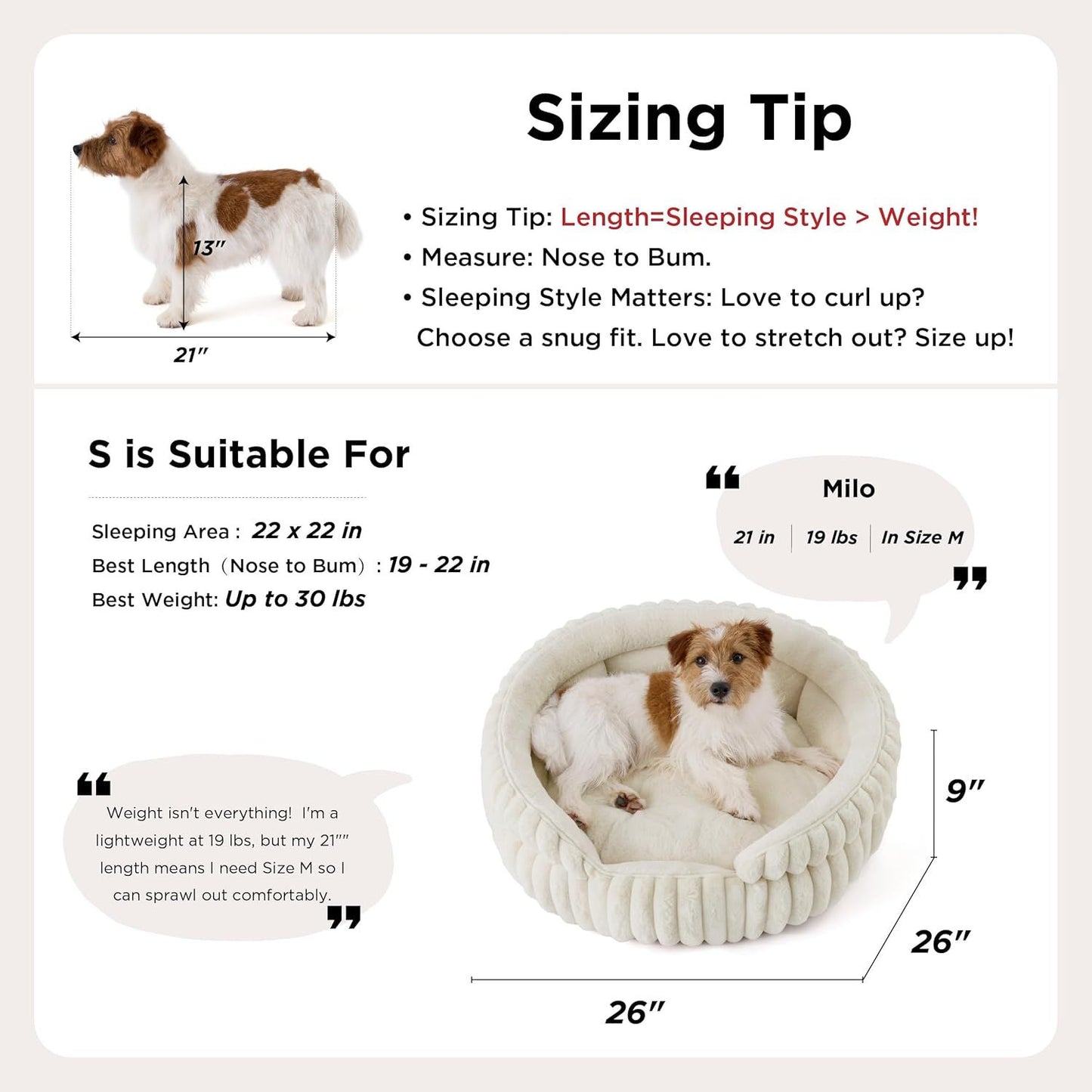 Supersoft Cream Corduroy Washable Pet Bed – Medium