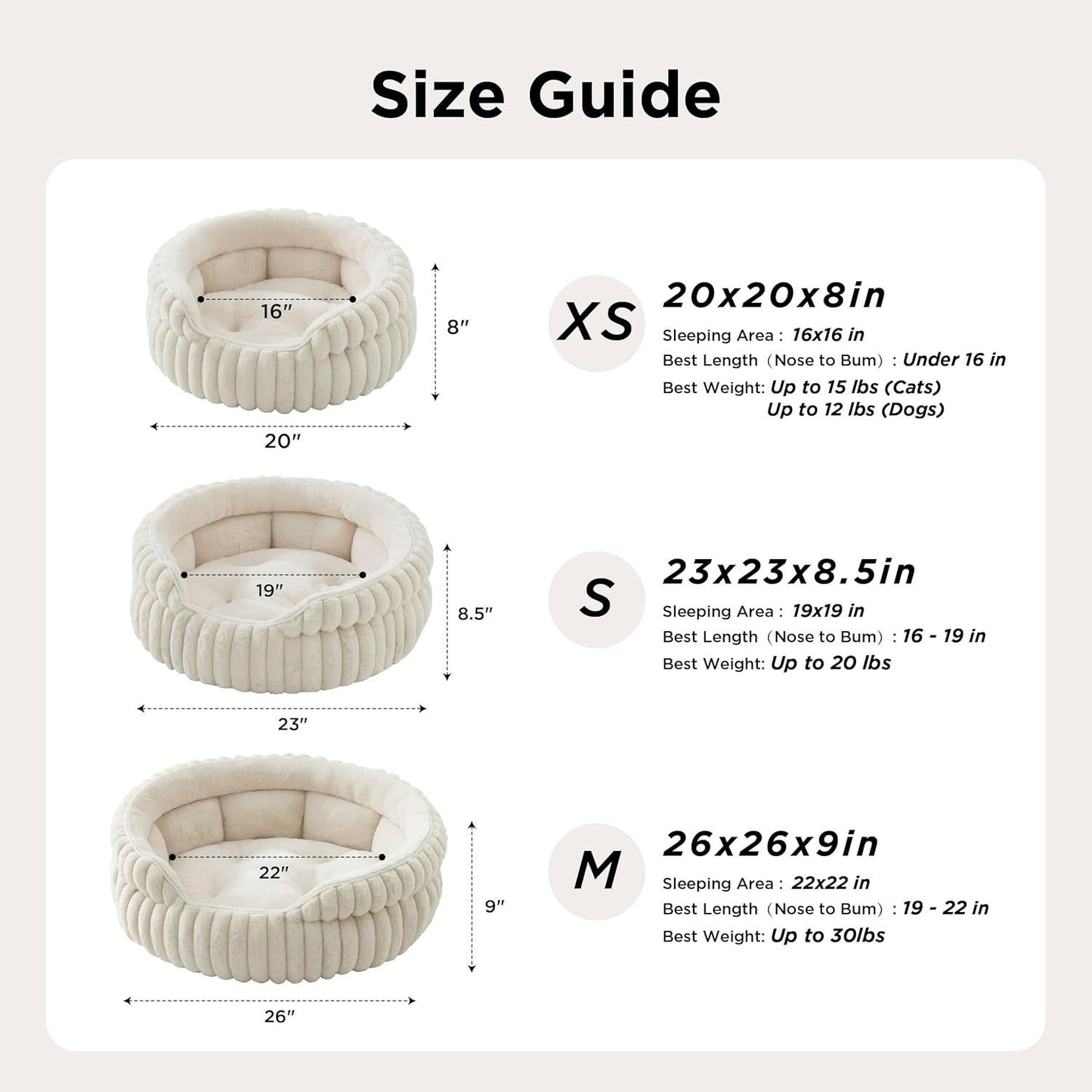 Supersoft Corduroy Cream Washable Pet Bed - Small