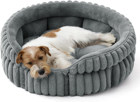 Supersoft Warm Gey Corduroy Washable Pet Bed – Medium