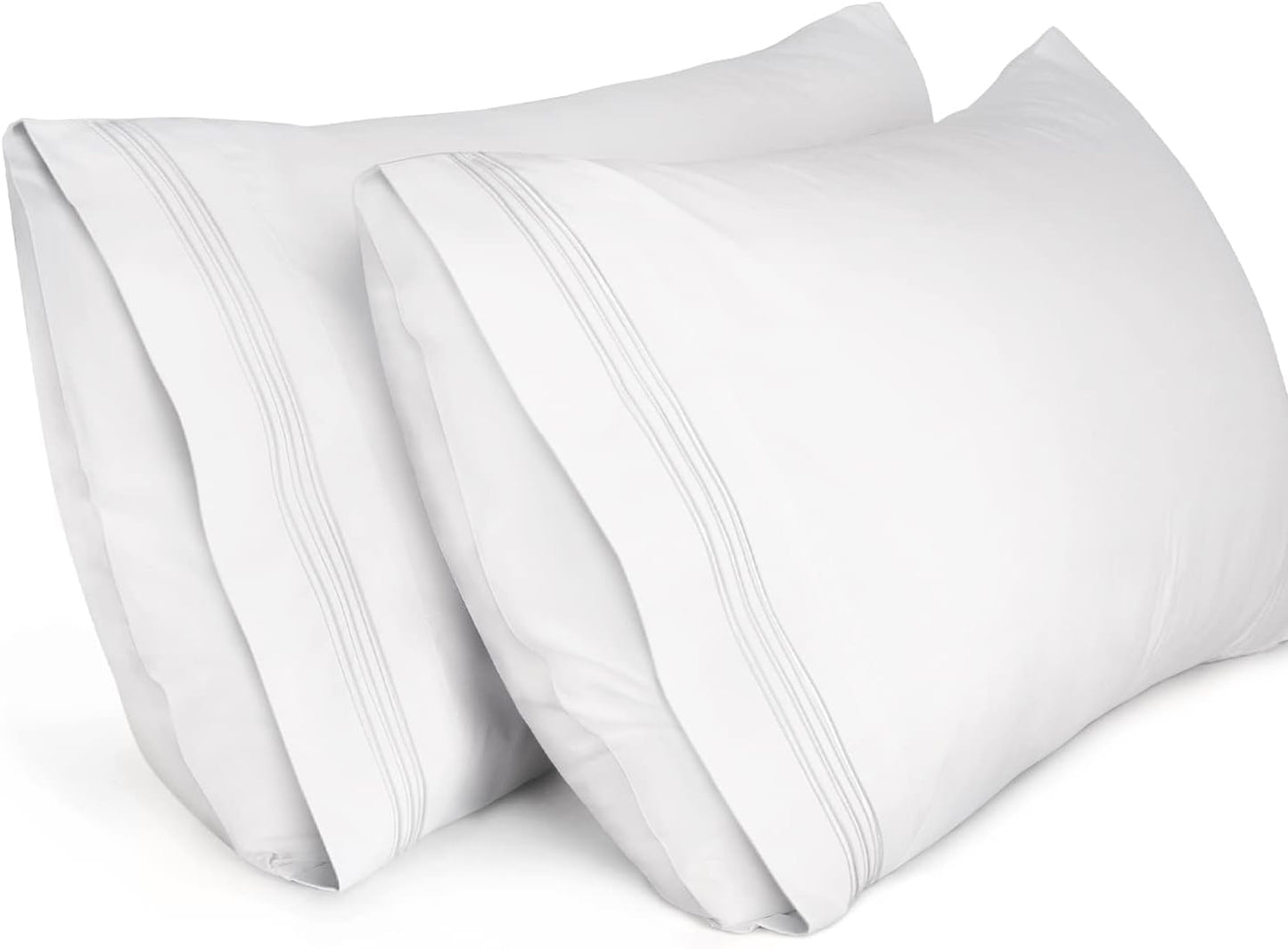 1800 TC Embroidered Soft Brushed Pillowcases White - King