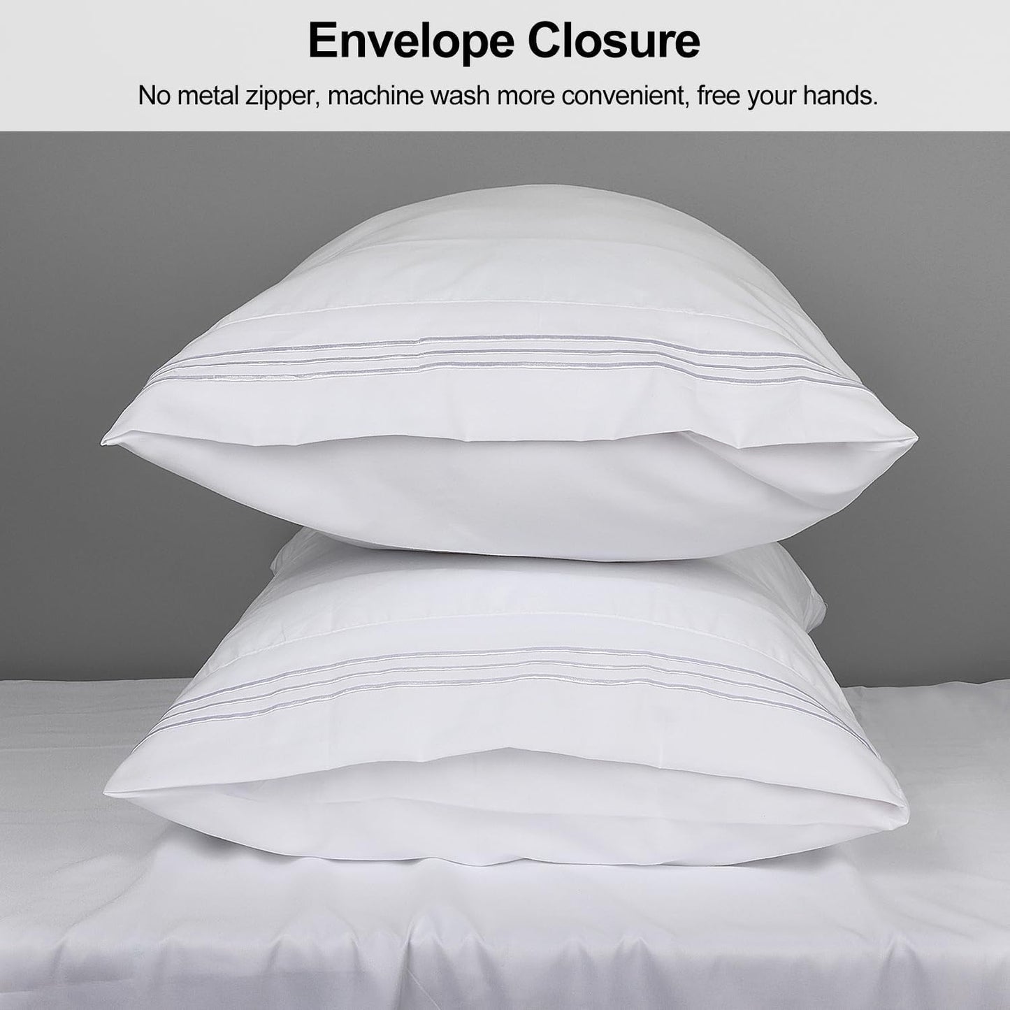 1800 TC Embroidered Soft Brushed Pillowcases White - King