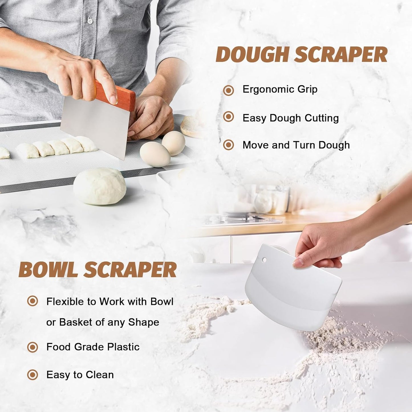 Rattan Banneton Bread Proofing Basket Set | Artisan Sourdough Baking Kit