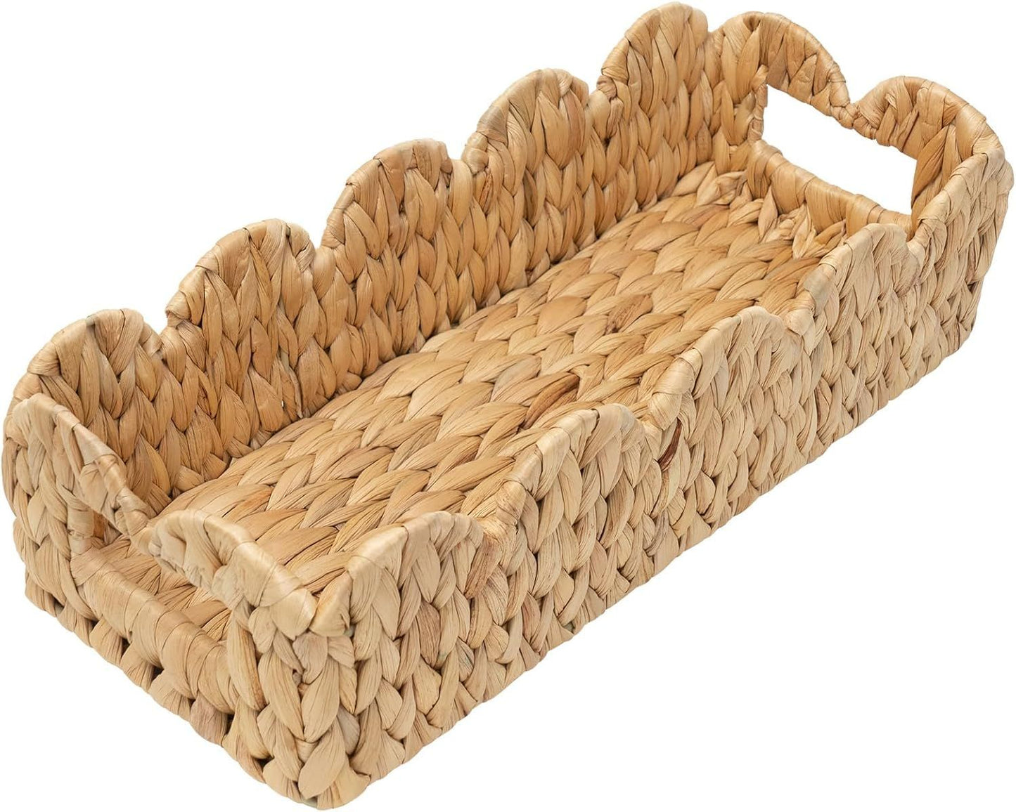 Artisan Scalloped Natural Water Hyacinth Basket