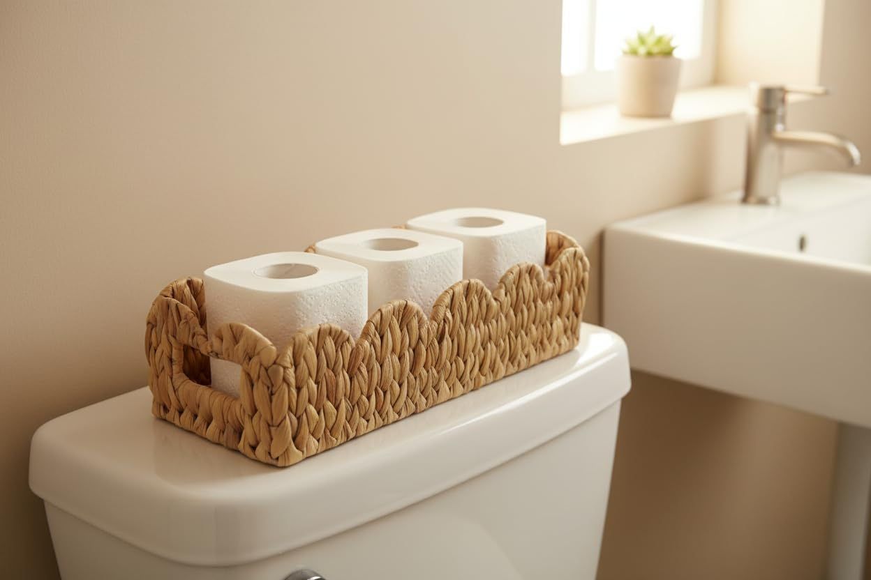 Artisan Scalloped Natural Water Hyacinth Basket