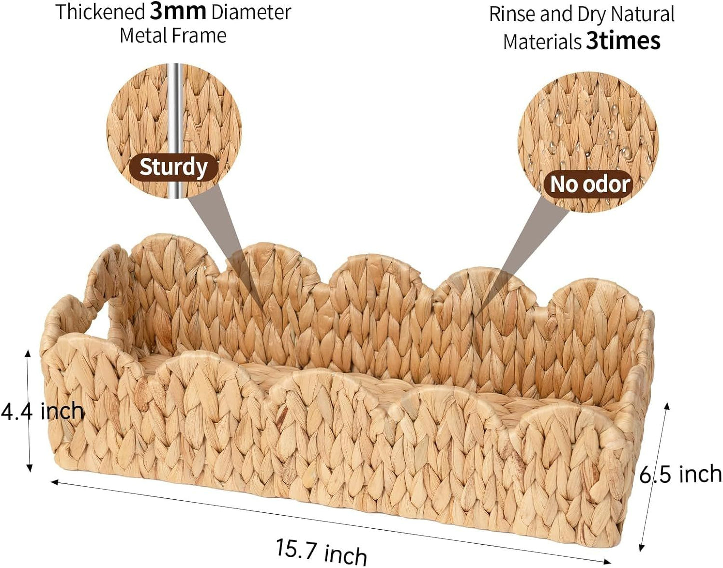 Artisan Scalloped Natural Water Hyacinth Basket