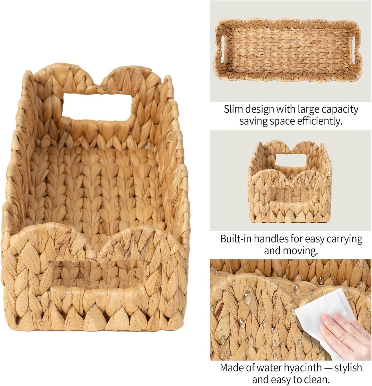 Artisan Scalloped Natural Water Hyacinth Basket