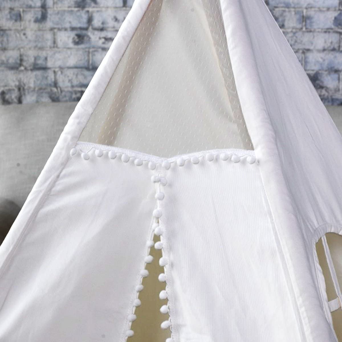 Kids Cotton Canvas Teepee Tent | Natural Pine Pole Play Tent for Children