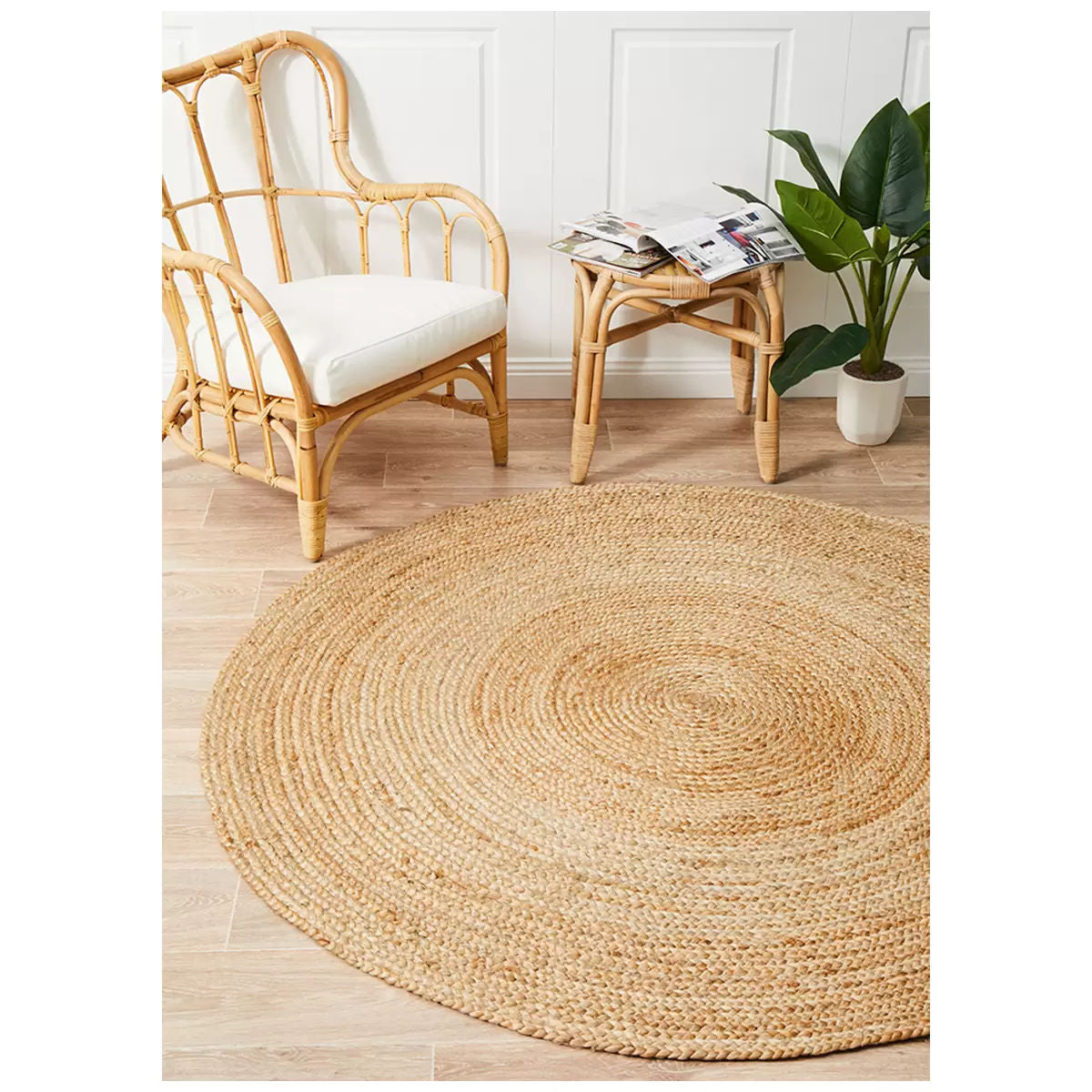 Natural Jute Indoor Floor Rug 150 x 150cm