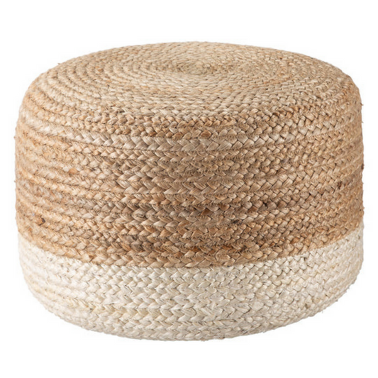 Ombre Hand Braided Jute Ottoman | Beige