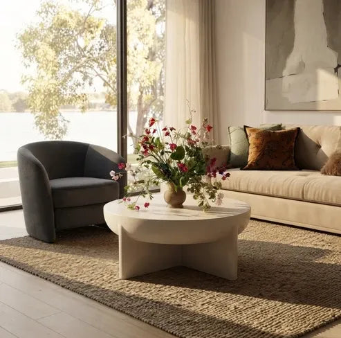 Sculptural Stone Coffee Table | Sand Textured Finish