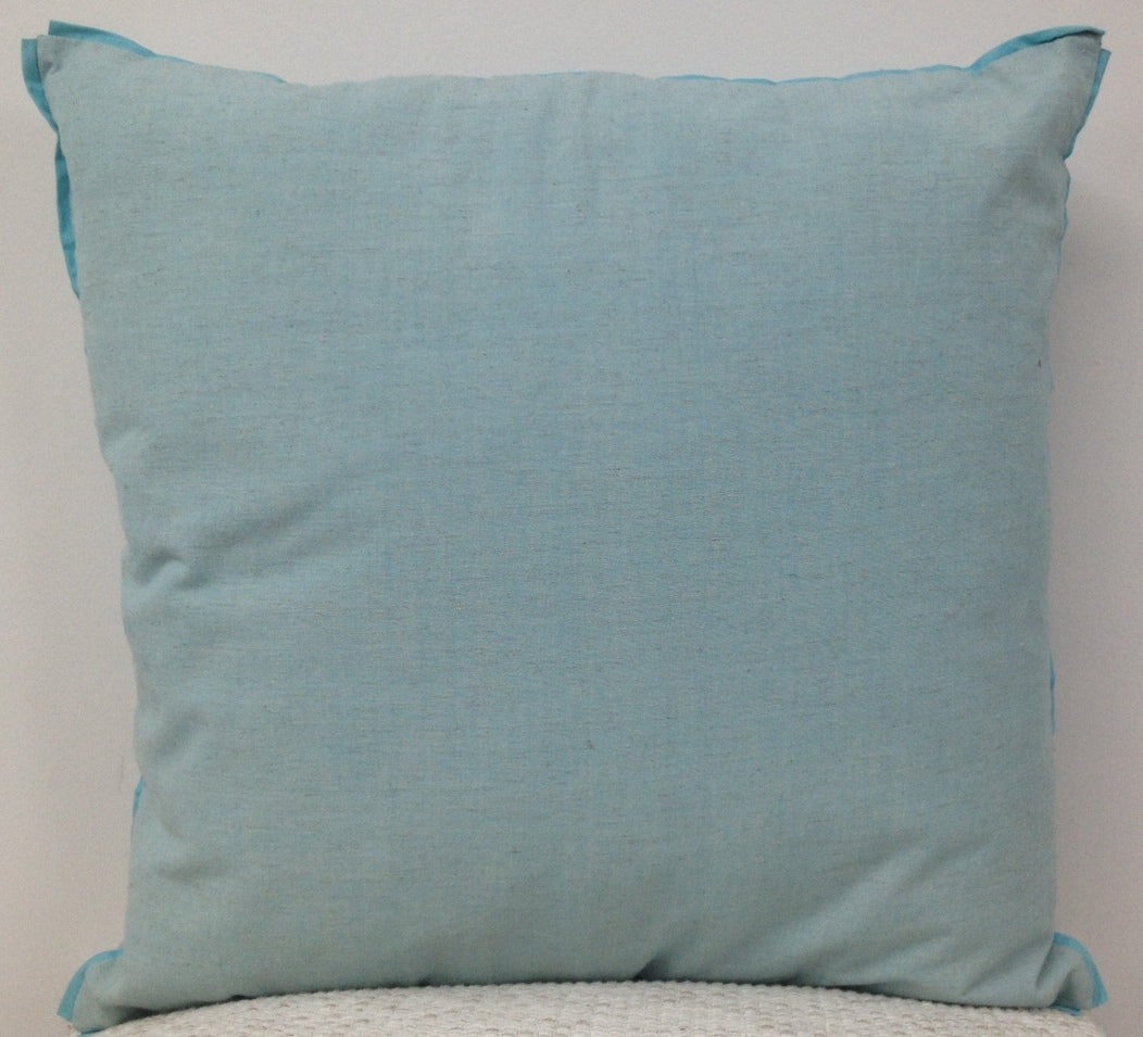 Frida Aqua Blue Linen Cotton Cushion Cover