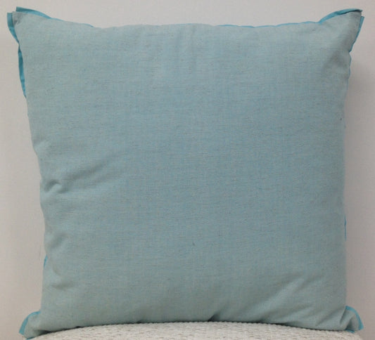 Frida Aqua Blue Linen Cotton Cushion Cover