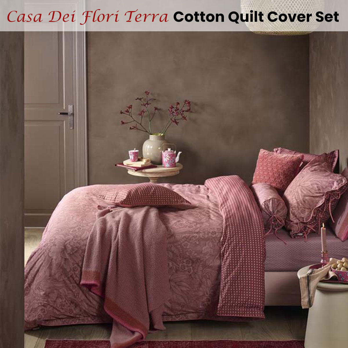 Casa Dei Fiori Terra Cotton Quilt Cover Set - Queen