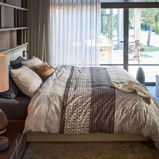 Artisan Inspired Natural Cotton Quilt Cover Set - Queen