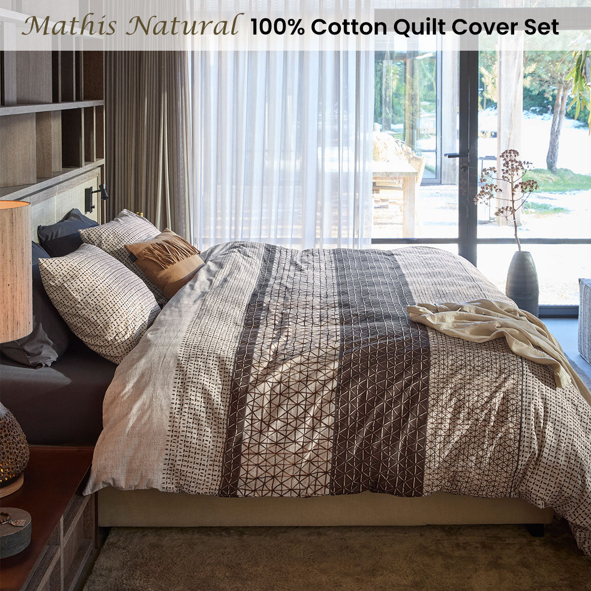 Artisan Inspired Natural Cotton Quilt Cover Set - Queen