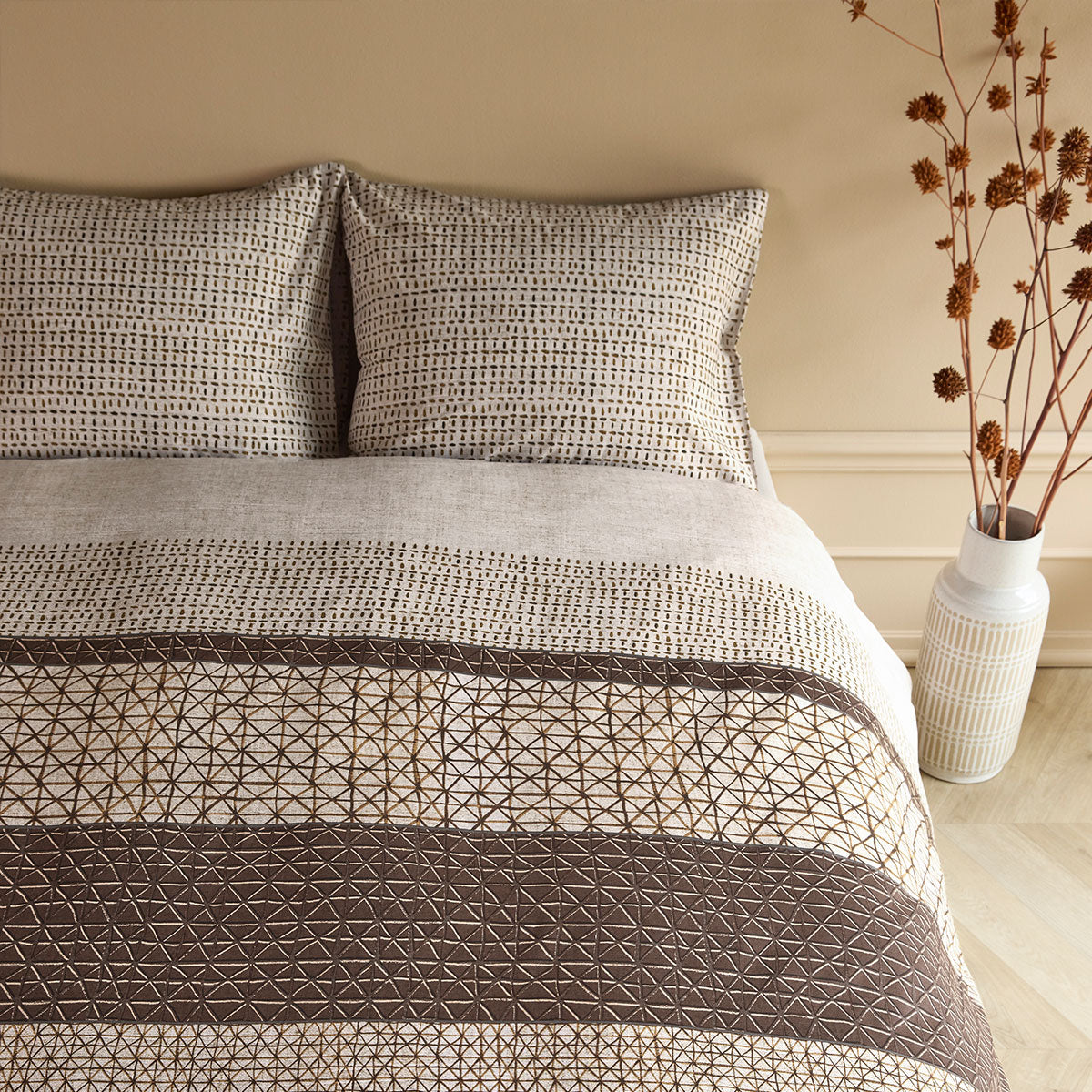 Artisan Inspired Natural Cotton Quilt Cover Set - Queen