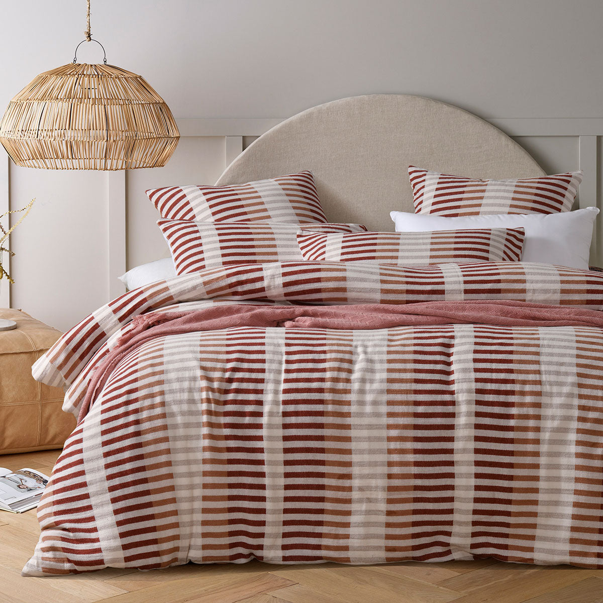 Vintage Red Cotton Artisan Woven Quilt Cover Set - King