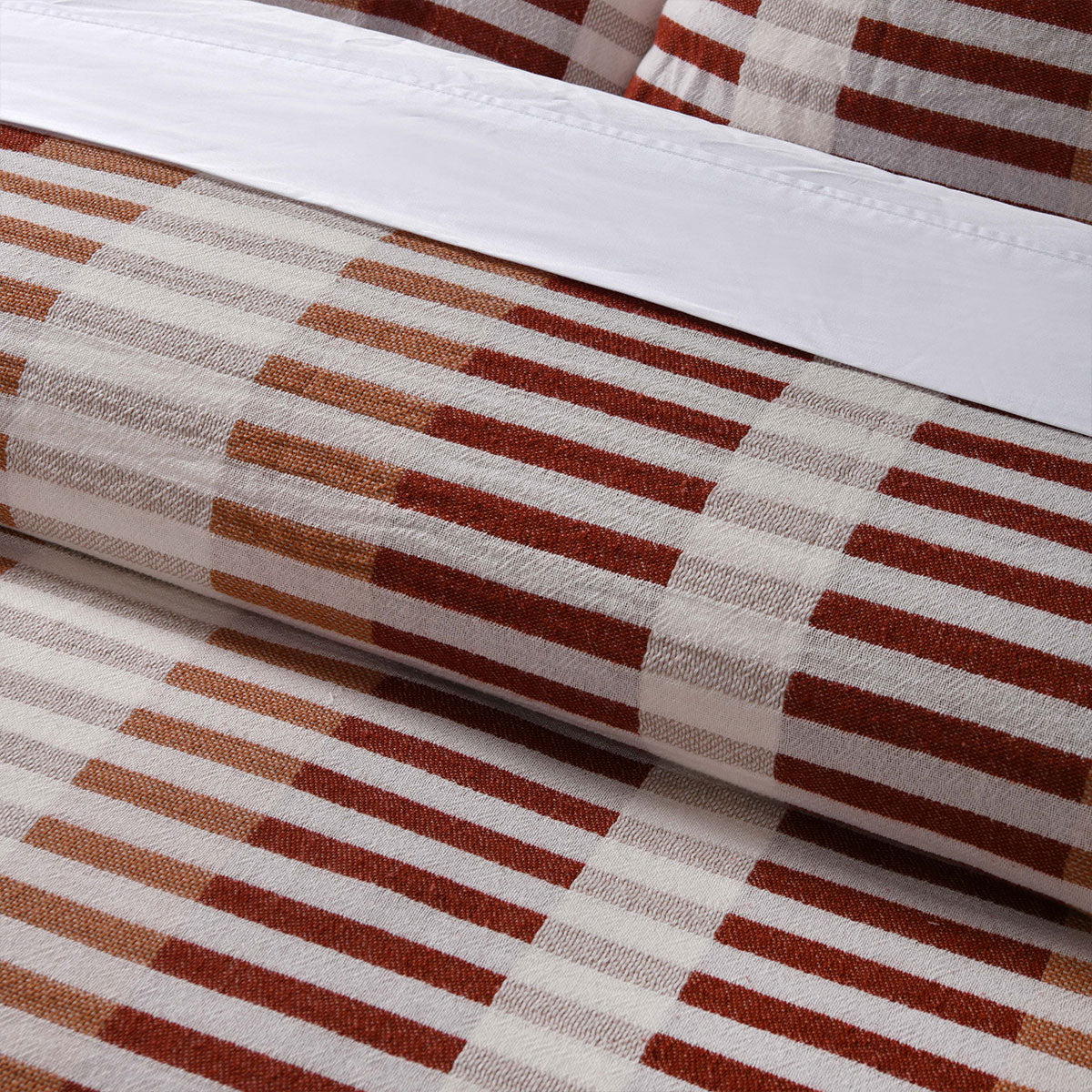 Vintage Red Cotton Artisan Woven Quilt Cover Set - Queen