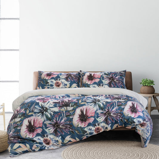 Jenna printed reversable Quilt Cover Set - Queen