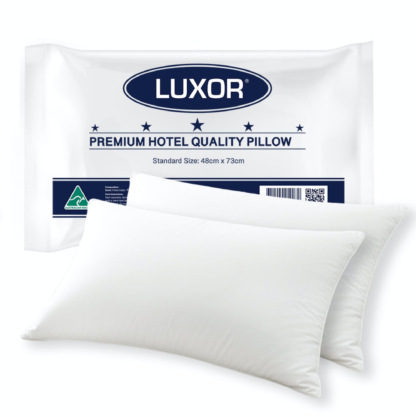 Australian Made Hotel Quality Pillow Standard Size - Twin Pack