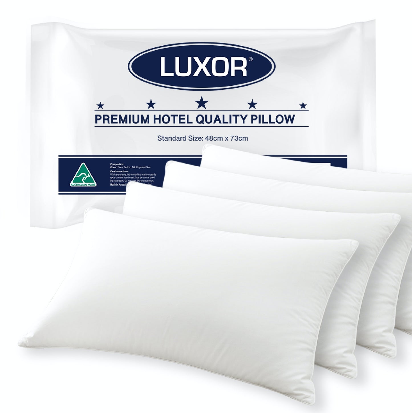 Australian Made Hotel Quality Pillow Standard Size - Four Pack