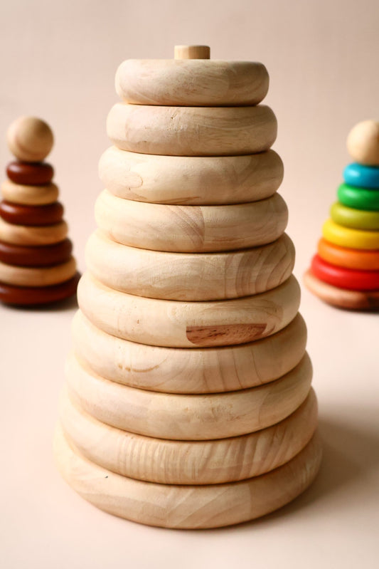 Natural Wooden Circle Stacker | Montessori Ring Stacking Toy for Toddlers