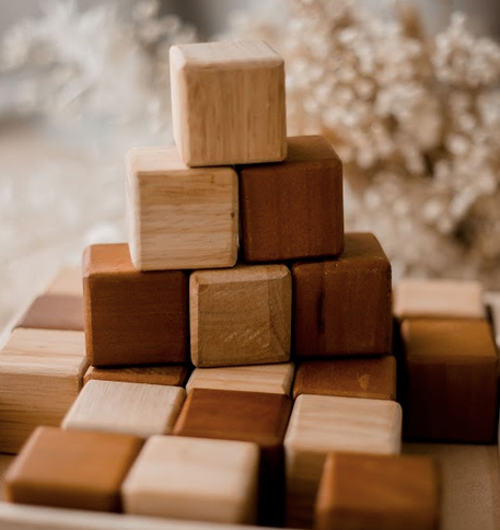 My First Natural Wooden Blocks | 25-Piece Montessori Building Set for Toddlers
