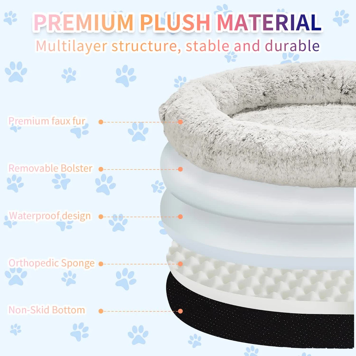Black Fluffy Donut Pet Bed - Medium