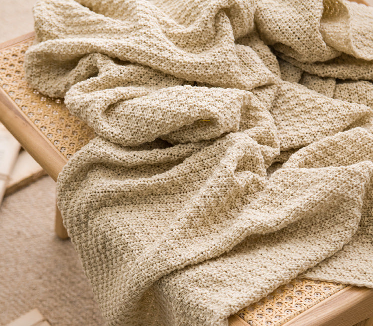Beige Soft Tassel Throw Blanket