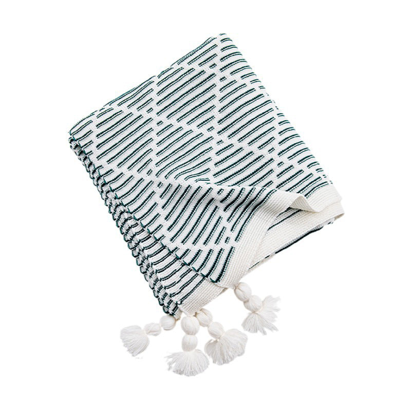 Diamond Pattern Throw Blanket with Tassels