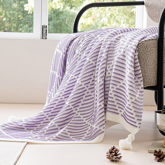 Diamond Pattern Throw Blanket with Tassels