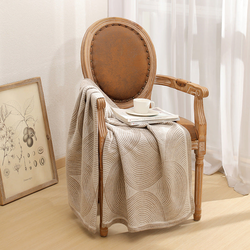 Khaki Luxurious Wool Blend Paisley Throw Blanket