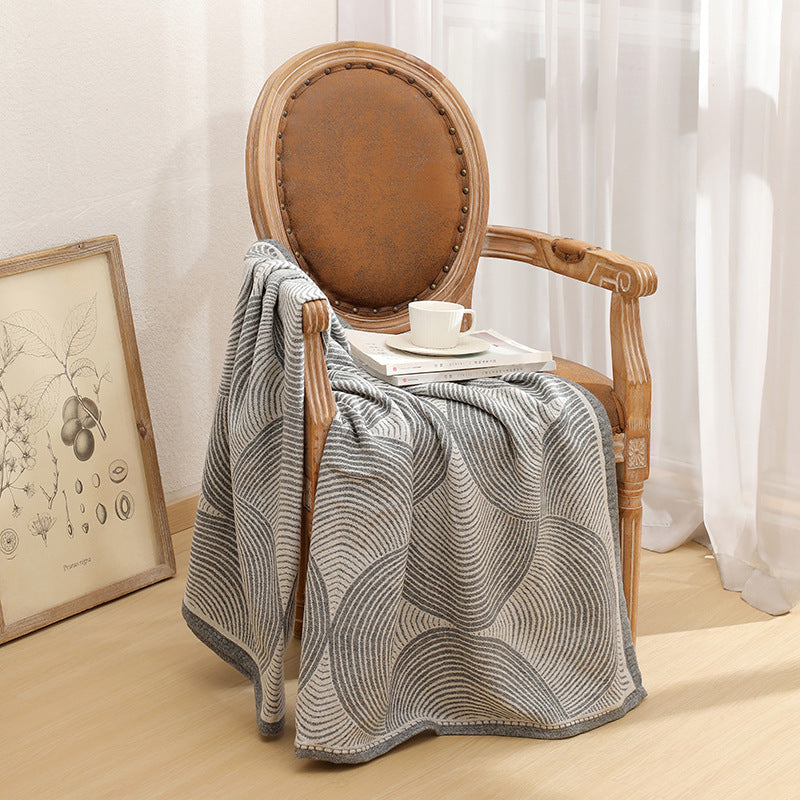 Light Grey Luxurious Paisley Wool Blend Throw Blanket