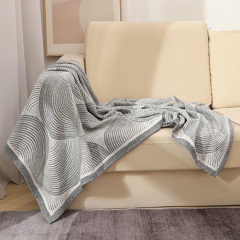 Light Grey Luxurious Paisley Wool Blend Throw Blanket