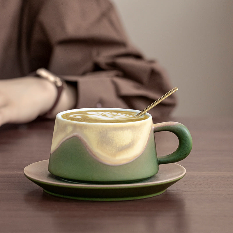 Gradient Glaze Ceramic Cup & Saucer Set with Spoon | Gift Boxed – Pink