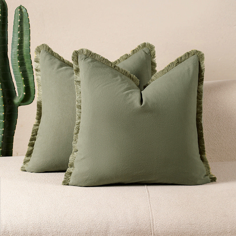 2 Pack Grass Green - Boho Cotton Cushion Covers