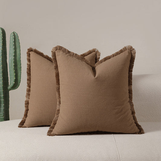 2 Pack Mocha Brown - Boho Cotton Cushion Covers