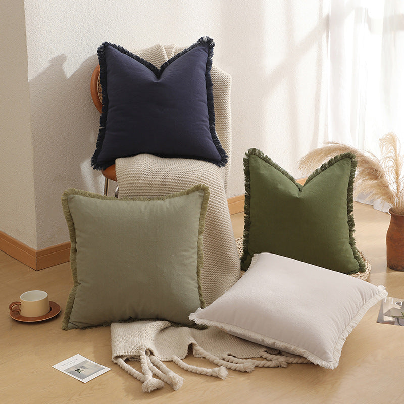 2 Pack Lichen Green - Boho Cotton Cushion Covers