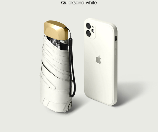 Compact Lightweight Mini Pocket Umbrella UPF50+ Sun Protection - Quicksand White