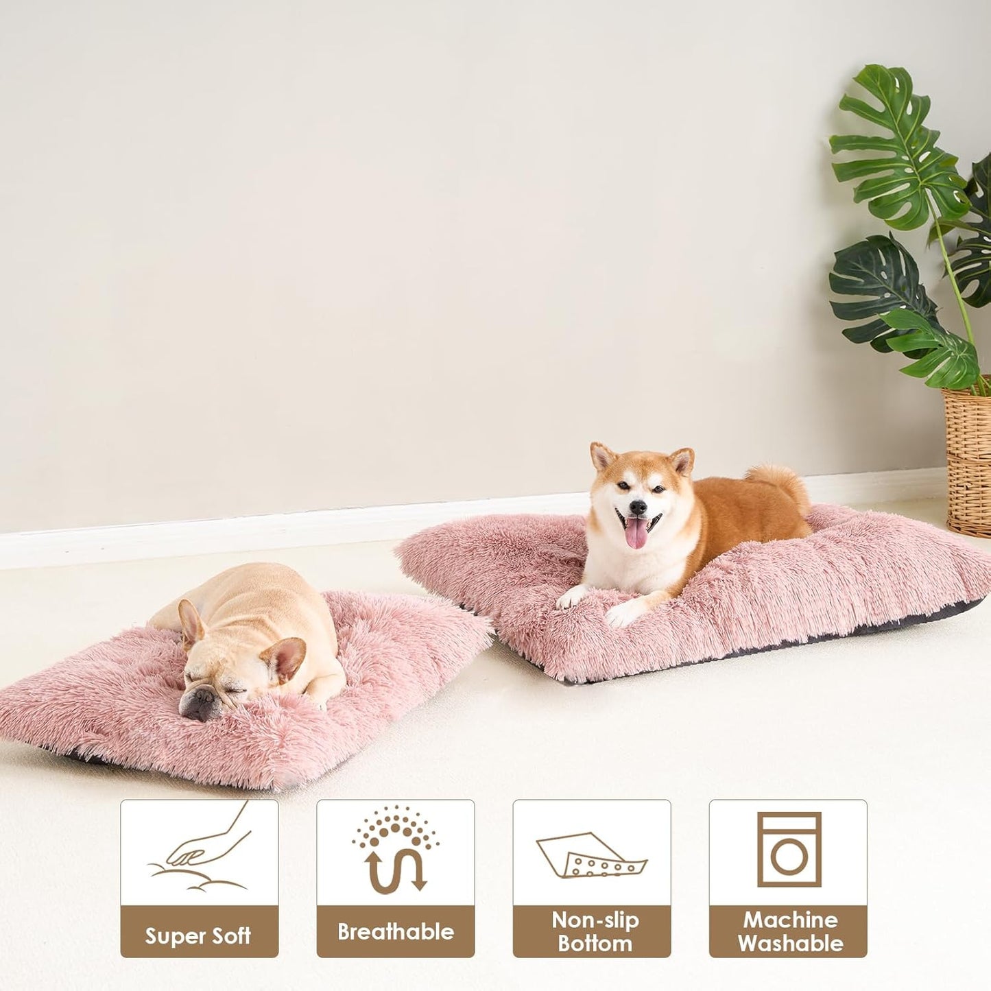 Luxury Long Plush Pet Crate Pad - Small Faux Fur Dark Grey