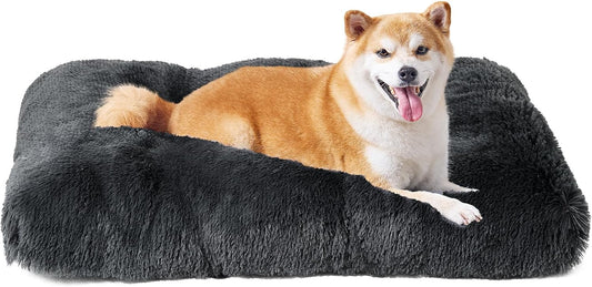 Luxury Long Plush Pet Crate Pad - Medium Faux Fur Dark Grey
