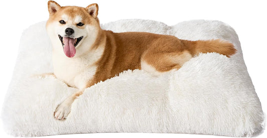 Luxury Long Plush Pet Crate Pad - Small Faux Fur Creamy White