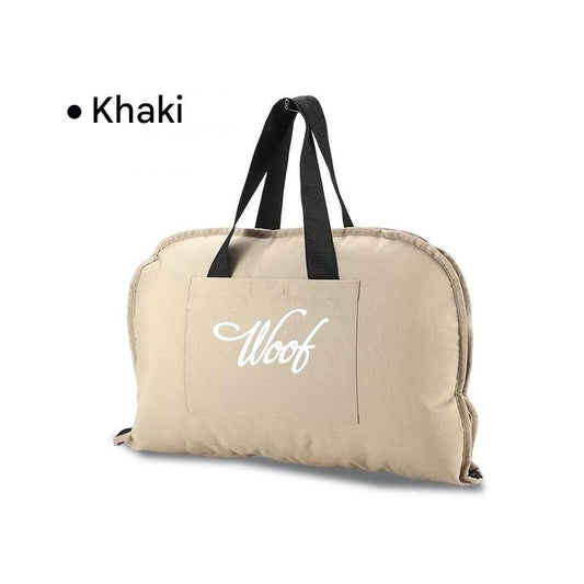 Foldable Portable Plush Pet Travel Bed - Waterproof Teflon Khaki Small-Medium